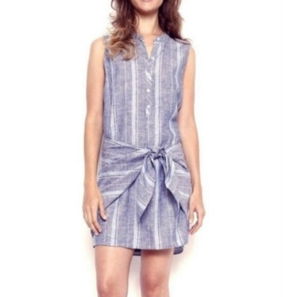 Anthropologie‎ Drew Henley Striped Tie Wrap Sleeveless Mini Dress Size S - Picture 1 of 10